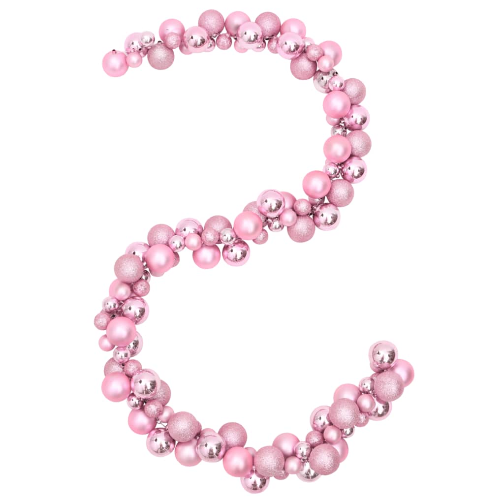 VidaXL Kerstslinger ballen 175 cm polystyreen roze