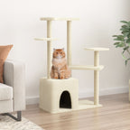 Vidaxl kattenmeubel met sisal krabpalen 107,5 cm crèmekleurig