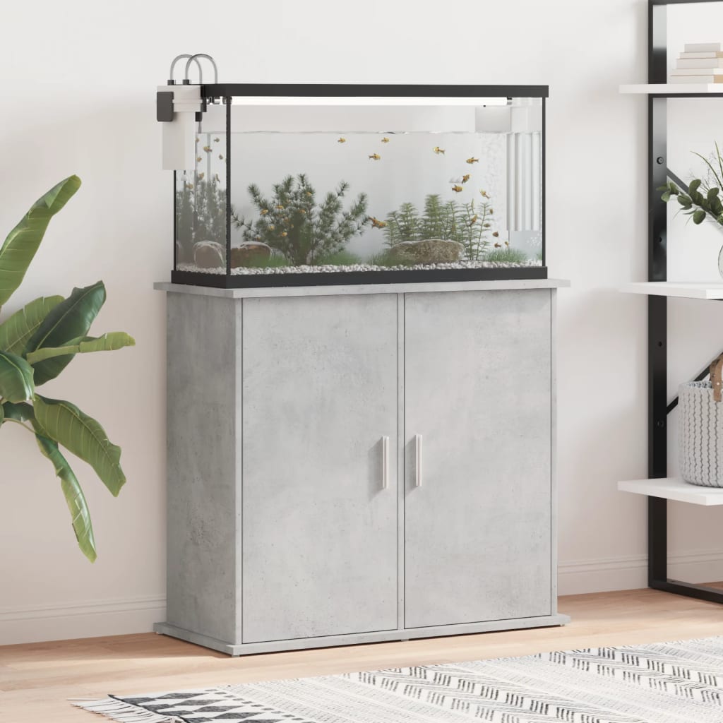 Vidaxl aquariumstandaard betongrijs 81x36x73 cm bewerkt hout