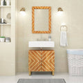 Vidaxl badkamerspiegel 50x70x3 cm massief mangohout en glas bruin