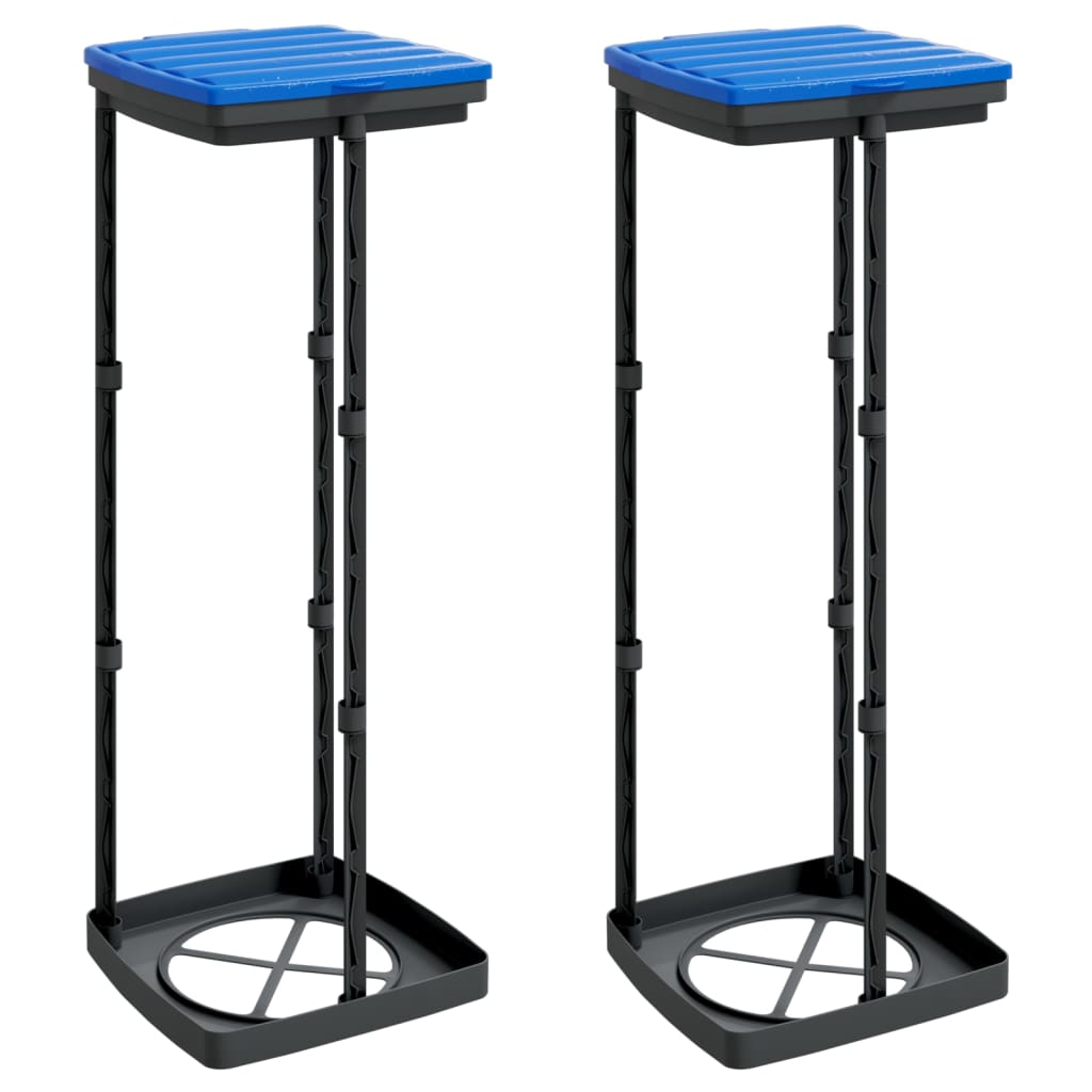 Vidaxl vuilniszakhouders 2 st 120 l pp zwart en blauw