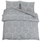 Vidaxl dekbedovertrekset 200x200 cm katoen grijs en wit