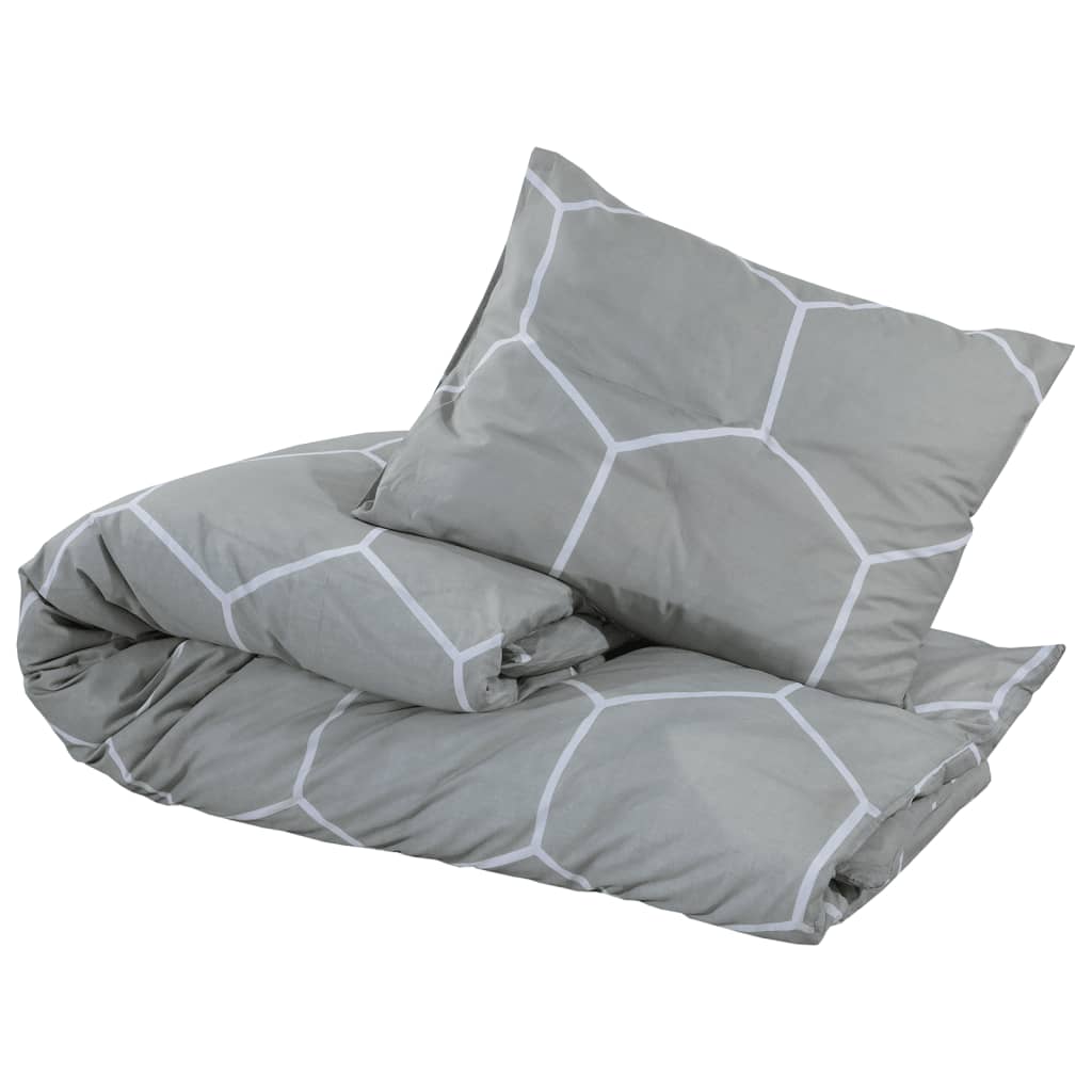 Vidaxl dekbedovertrekset 200x200 cm katoen grijs en wit