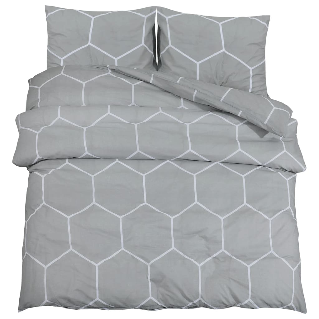 Vidaxl dekbedovertrekset 220x240 cm katoen grijs en wit