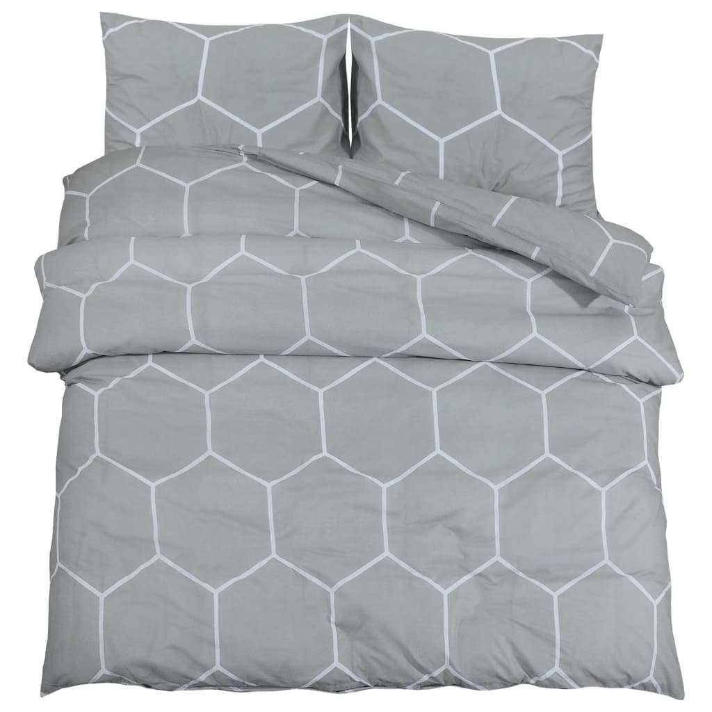 Vidaxl dekbedovertrekset 260x240 cm katoen grijs en wit
