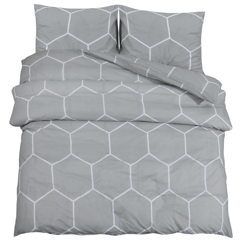 Vidaxl dekbedovertrekset 155x220 cm katoen grijs en wit