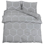Vidaxl dekbedovertrekset 200x220 cm katoen grijs en wit