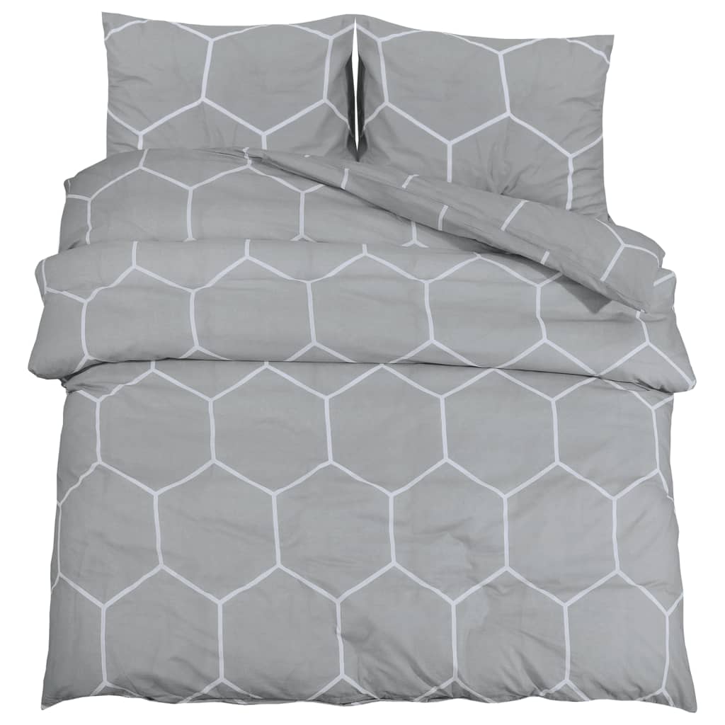 Vidaxl dekbedovertrekset 200x220 cm katoen grijs en wit