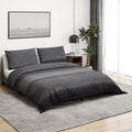 Vidaxl dekbedovertrekset 140x200 cm katoen donkergrijs en zwart