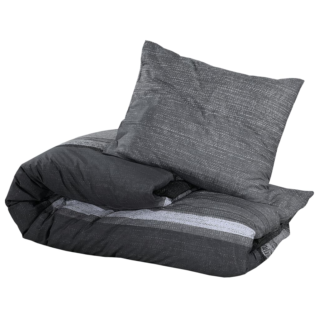 Vidaxl dekbedovertrekset 200x200 cm katoen donkergrijs en zwart
