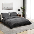 Vidaxl dekbedovertrekset 200x200 cm katoen donkergrijs en zwart