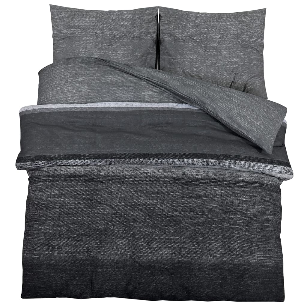 Vidaxl dekbedovertrekset 240x220 cm katoen donkergrijs en zwart