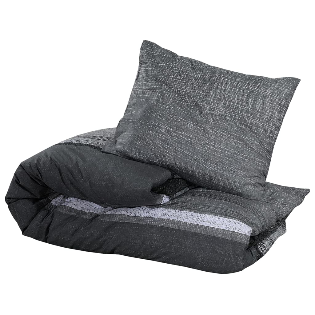 Vidaxl dekbedovertrekset 240x220 cm katoen donkergrijs en zwart