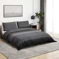 Vidaxl dekbedovertrekset 225x220 cm katoen donkergrijs en zwart