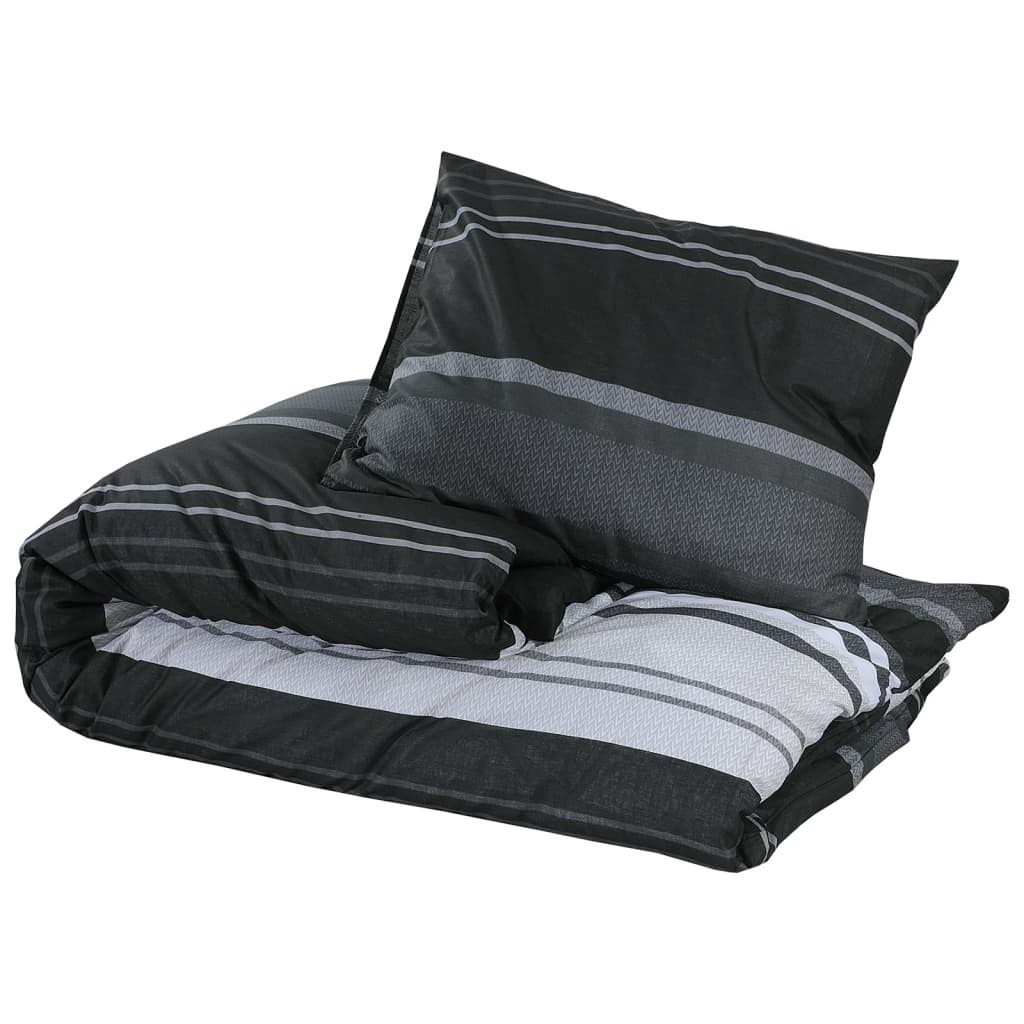 Vidaxl dekbedovertrekset 200x200 cm katoen zwart gestreept