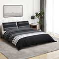 Vidaxl dekbedovertrekset 200x200 cm katoen zwart gestreept