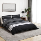 Vidaxl dekbedovertrekset 200x200 cm katoen zwart gestreept