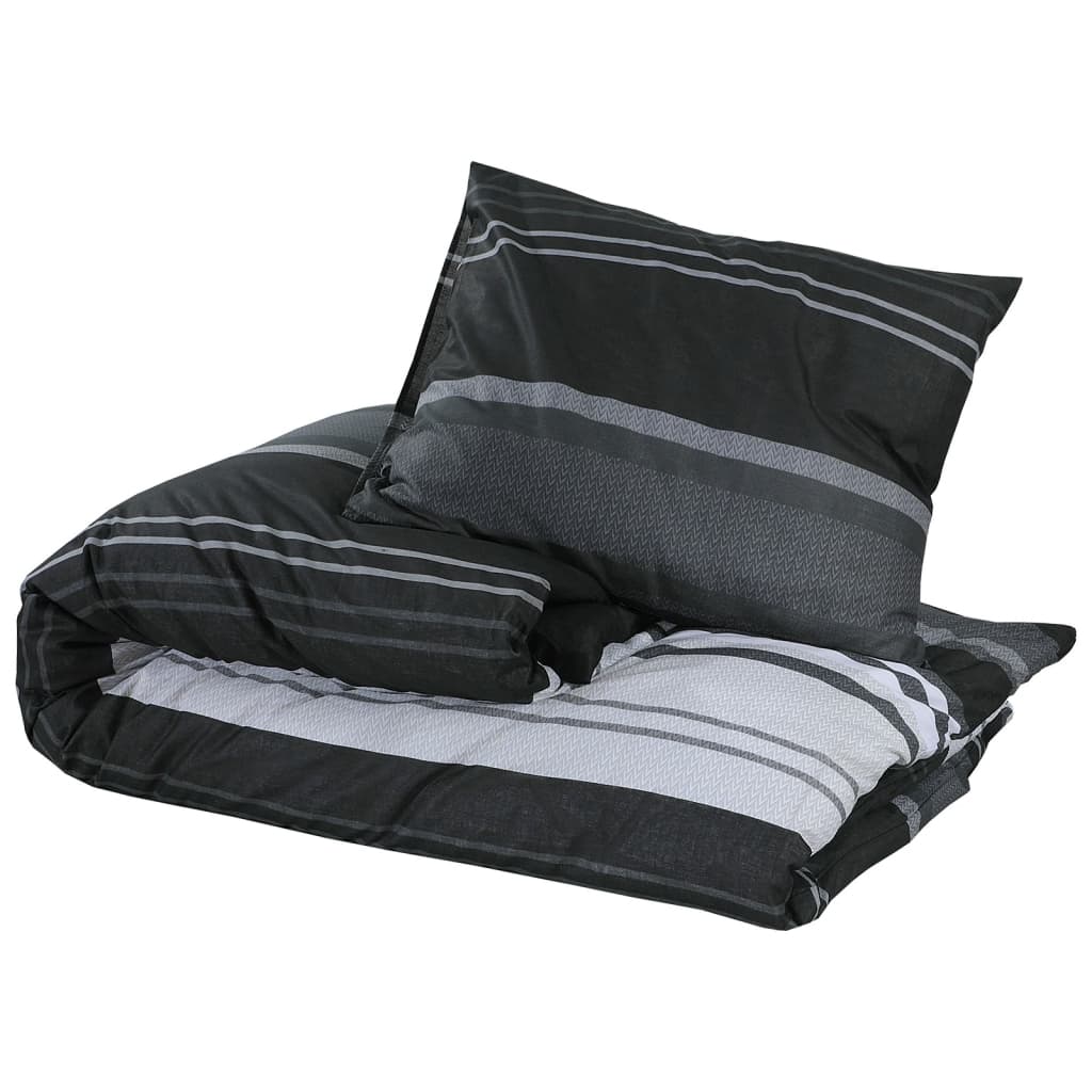 Vidaxl dekbedovertrekset 140x200 cm katoen zwart gestreept