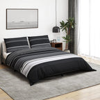 Vidaxl dekbedovertrekset 140x200 cm katoen zwart gestreept