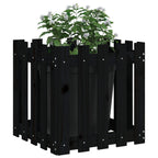 Vidaxl plantenbak met hekontwerp 50x50x50 cm massief grenenhout zwart