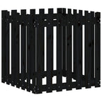 Vidaxl plantenbak met hekontwerp 70x70x70 cm massief grenenhout zwart