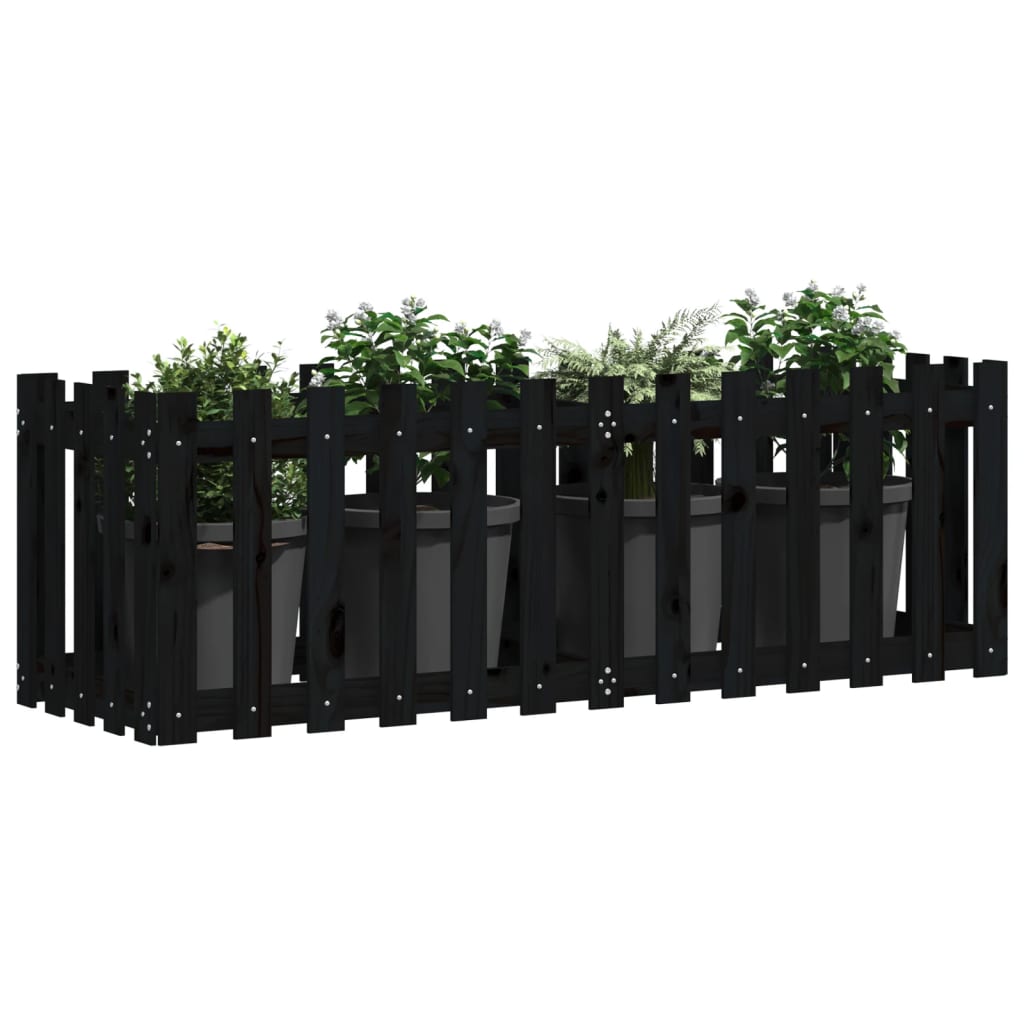 Vidaxl plantenbak verhoogd hekontwerp 150x50x50 cm grenenhout zwart