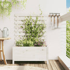 Vidaxl plantenbak met rek 79x39,5x114 cm massief grenenhout wit