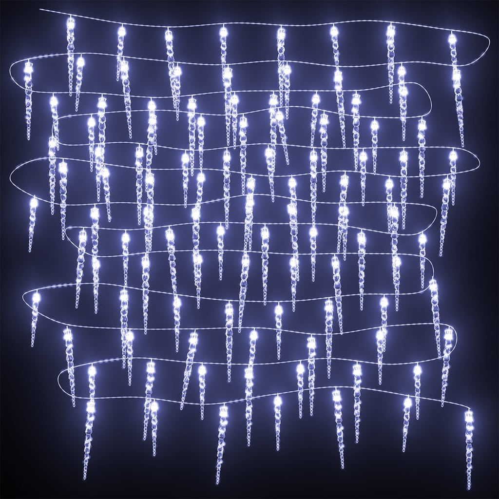 Vidaxl kerst ijspegellamp 200 led's koud wit 20 m acryl pvc