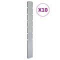 VidaXL Schuttingpalen 10 st 180 cm gegalvaniseerd staal zilverkleurig