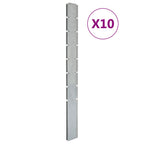 VidaXL Schuttingpalen 10 st 200 cm gegalvaniseerd staal zilverkleurig