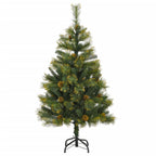 Vidaxl kunstkerstboom met scharnieren en dennenappels 120 cm