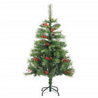 VidaXL Kunstkerstboom met scharnieren dennenappels en bessen 120 cm