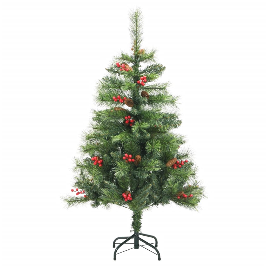 VidaXL Kunstkerstboom met scharnieren dennenappels en bessen 120 cm