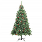 VidaXL Kunstkerstboom met scharnieren dennenappels en bessen 180 cm
