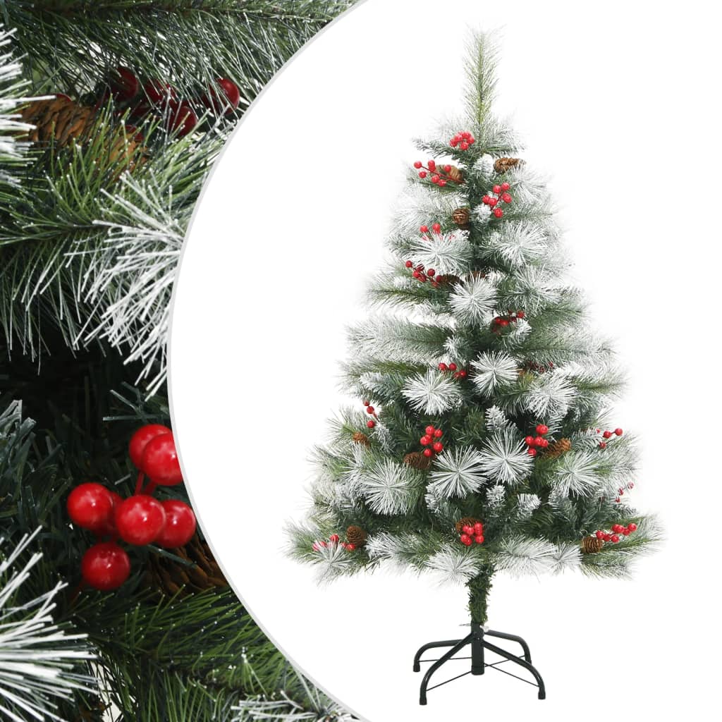 Vidaxl kunstkerstboom met scharnieren dennenappels en bessen 120 cm