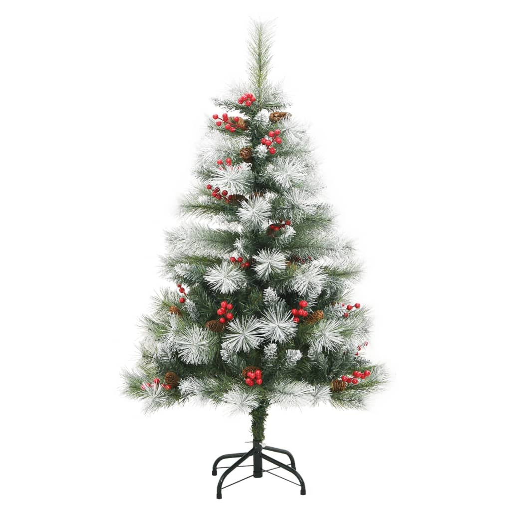 Vidaxl kunstkerstboom met scharnieren dennenappels en bessen 120 cm