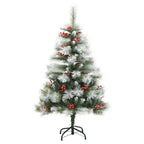 Vidaxl kunstkerstboom met scharnieren dennenappels en bessen 150 cm