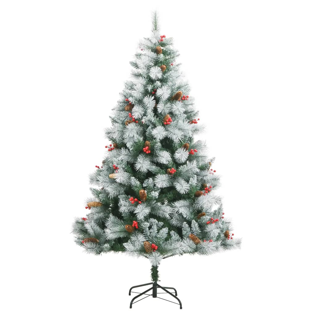 VidaXL Kunstkerstboom met scharnieren dennenappels en bessen 240 cm