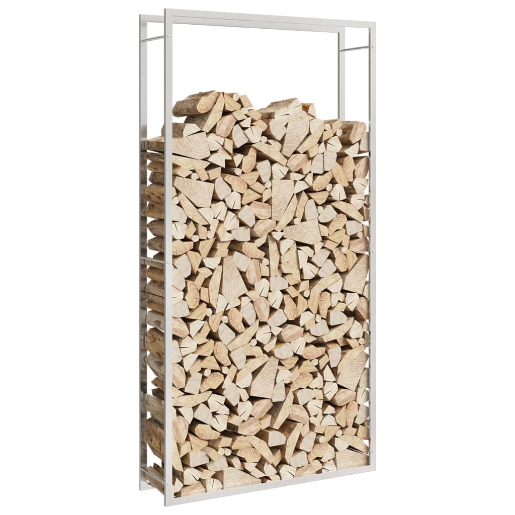 VidaXL Haardhoutrek 110x28x214 cm roestvrij staal