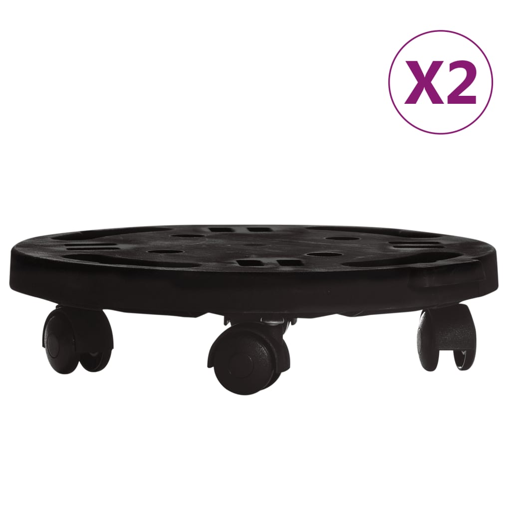 VidaXL Plantentrolleys met wielen 2 st 170 kg diameter 30 cm zwart