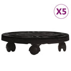 VidaXL Plantentrolleys met wielen 5 st 170 kg diameter 30 cm zwart