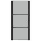 Vidaxl binnendeur 93x201,5 cm matglas en aluminium zwart