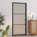 Vidaxl binnendeur 93x201,5 cm matglas en aluminium zwart