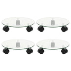 Vidaxl plantenrollers 4 st rond 28 cm gehard glas