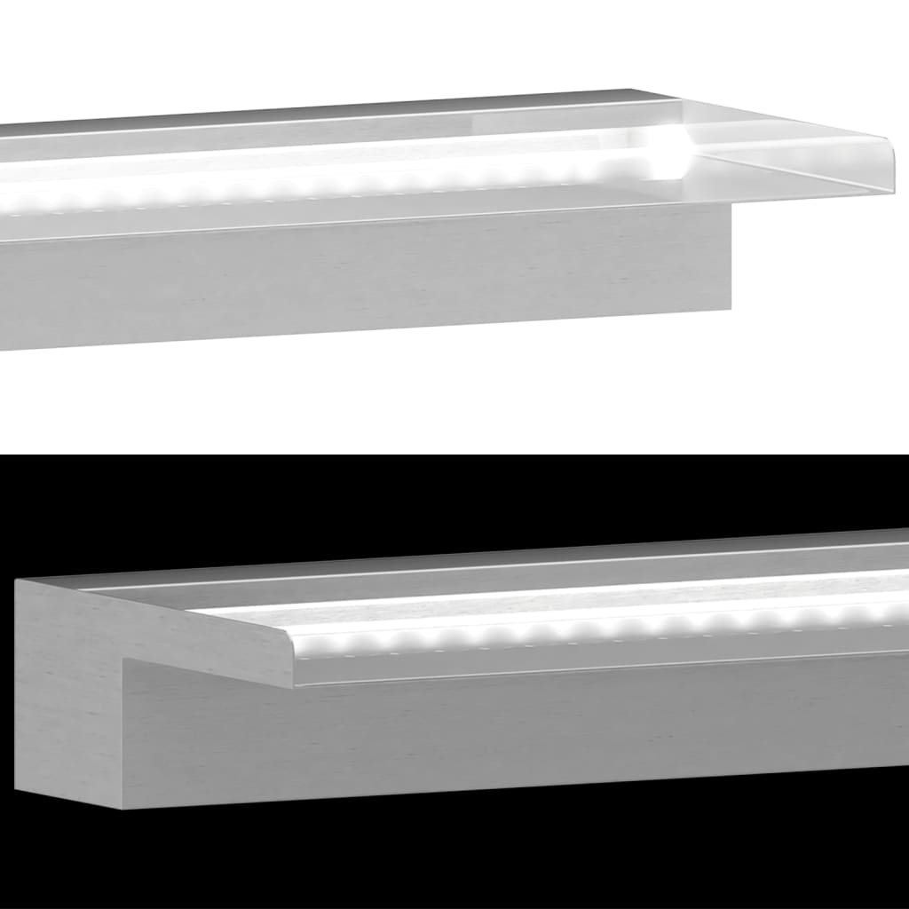 Vidaxl zwembadwaterval met led-verlichting 110 cm roestvrij staal