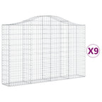 VidaXL Schanskorven 9 st gewelfd 200x30x120 140 cm ijzer