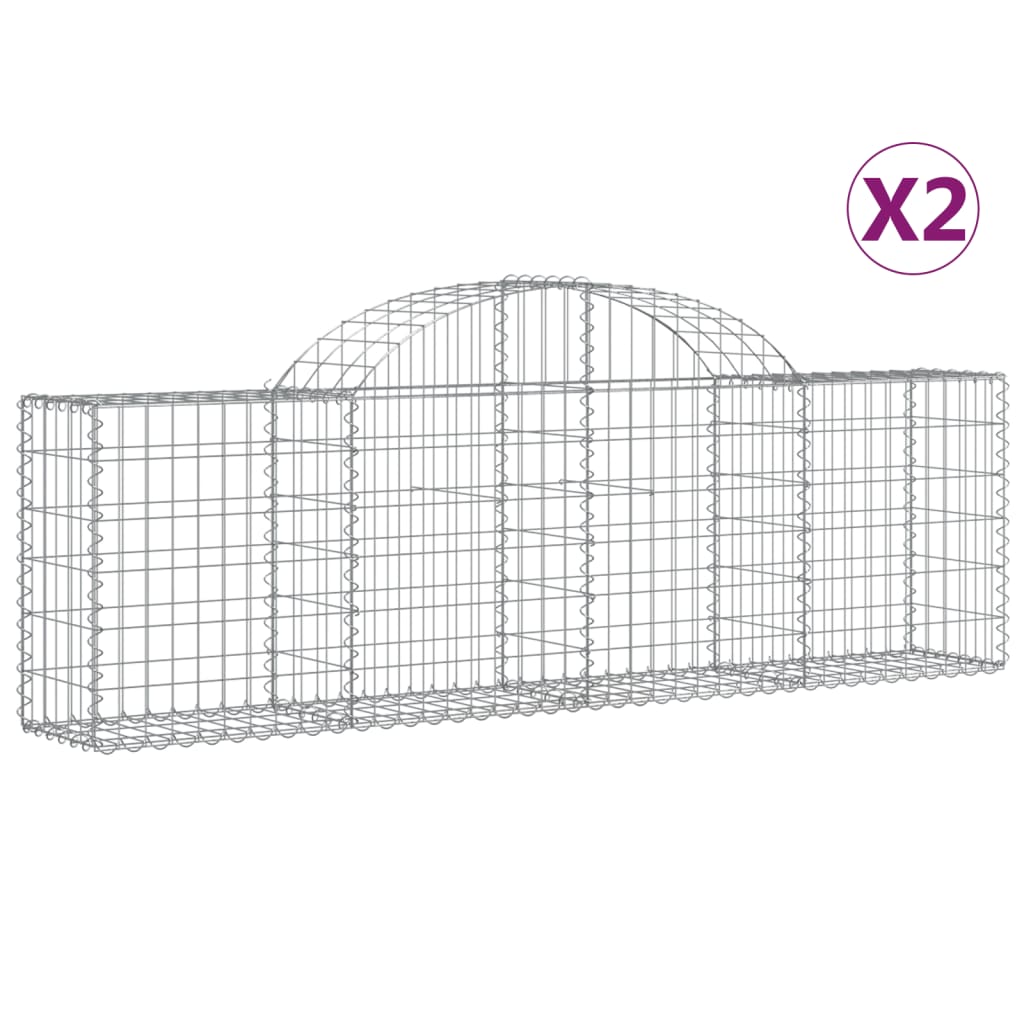 Vidaxl schanskorven 2 st gewelfd 200x30x60 80 cm gegalvaniseerd ijzer