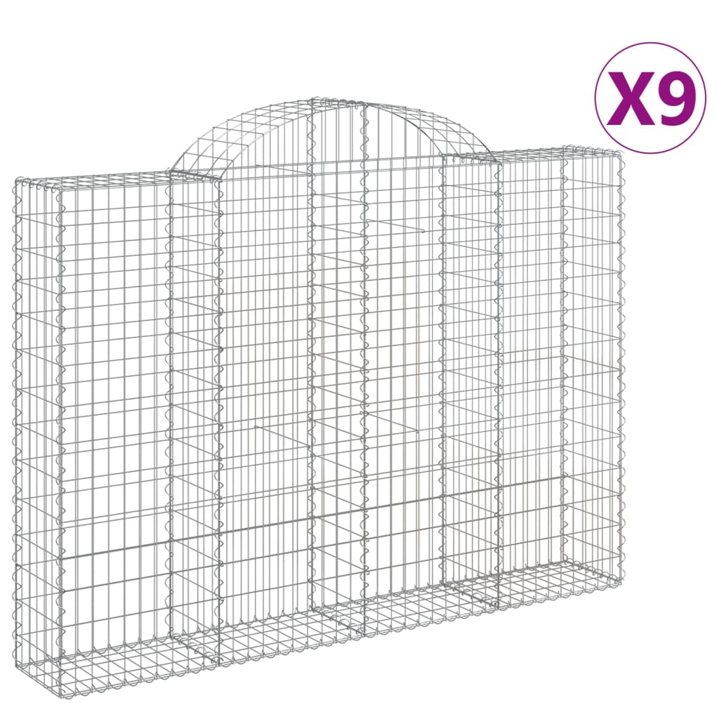 VidaXL Schanskorven 9 st gewelfd 200x30x140 160 cm ijzer