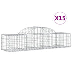 VidaXL Schanskorven 15 st gewelfd 200x50x40 60 cm gegalvaniseerd ijzer