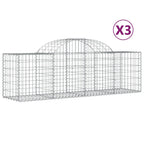 VidaXL Schanskorven 3 st gewelfd 200x50x60 80 cm gegalvaniseerd ijzer